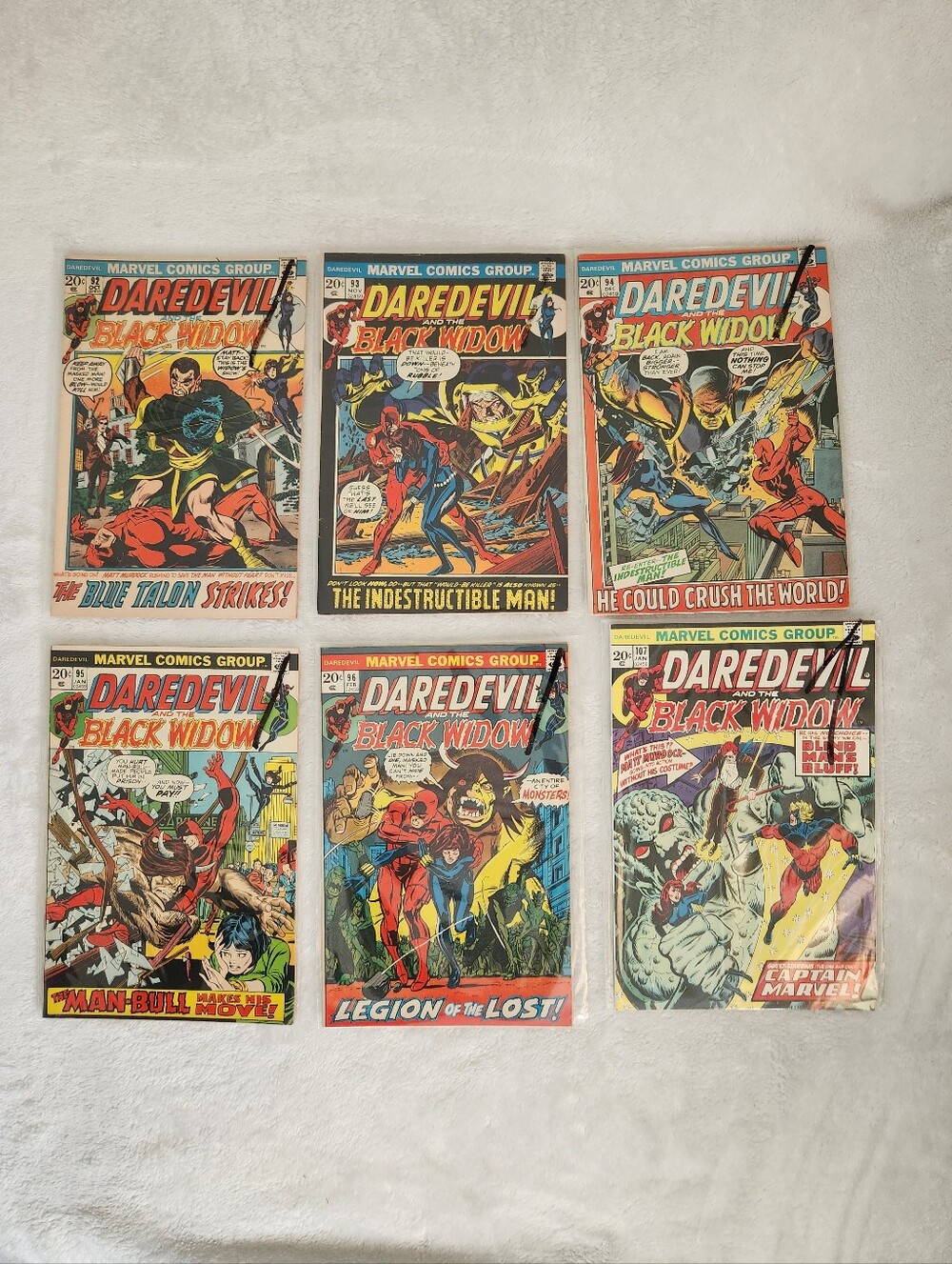 Daredevil Black Widow 6 Comic Lot 92 93 94 95 96 107 Marvel Bronze Age 1972-1974
